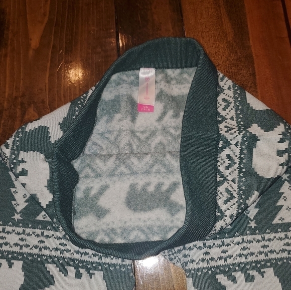 CHRISTMAS fleece leggings green cream Large - Picture 10 of 12